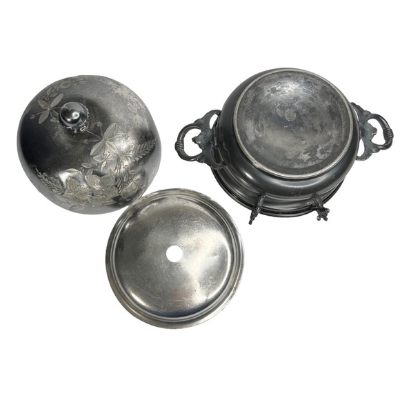 Antique Silver Metal MFG Co Silver Plate Dome Butter Warmer - Picture 10 of 11